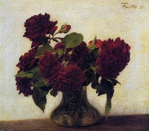 Amazon.com: Art Oyster Henri Fantin-Latour Roses foncees sur